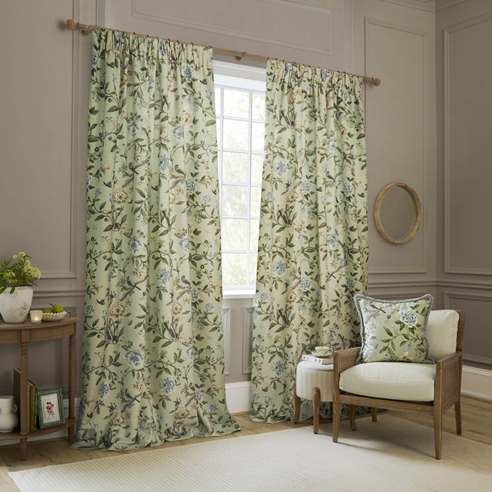 Porcelain Garden Pencil Pleat, Sage - Ready Made Curtains - Image 3